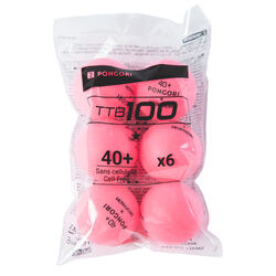 乒乓球TTB 100 1* 40+ 6只装-粉色