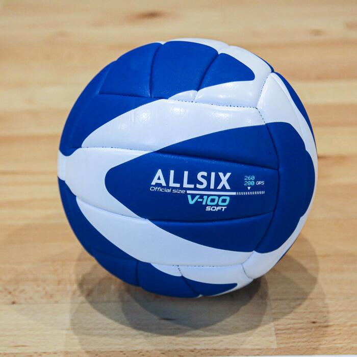 V100 排球Soft 适合15岁以上的青少年使用，260-280克 白色/蓝色