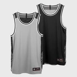 成人篮球长袖正反两穿T恤 T500R-灰色/黑色