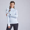 Kiprun 女式冬季保暖轻盈跑步长袖T恤-浅灰色