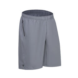 男式拉链口袋透气基础健身短裤 - 纯灰色