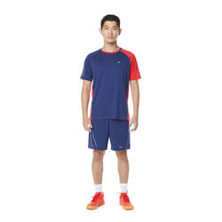 成人男式羽毛球T恤530 古典蓝红