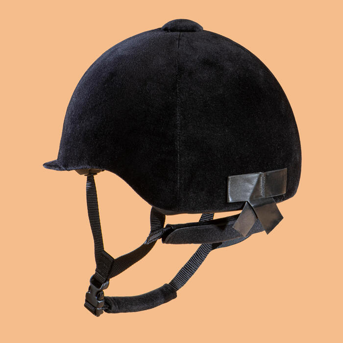 140 天鹅绒马术头盔 - 黑色