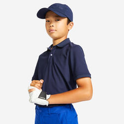 儿童高尔夫透气短袖Polo衫-深蓝色