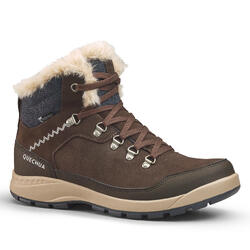 女式雪地徒步雪地鞋 中帮-咖啡色丨SH500 X-Warm