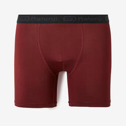 男式透气跑步平角裤 - 深紫红色