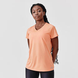 女式透气快干跑步短袖T恤 - 橙色