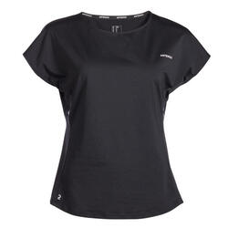 女式网球圆领快干柔软T恤500- 黑色
