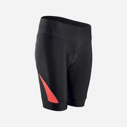 女式骑行短裤RC500-黑色／珊瑚色