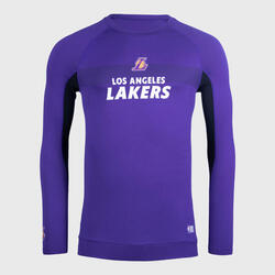 成人长袖训练紧身衣- NBA 湖人/紫色