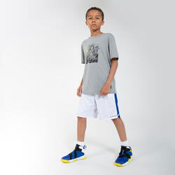 男孩/女孩篮球双面短裤 SH500R - 白色/蓝色