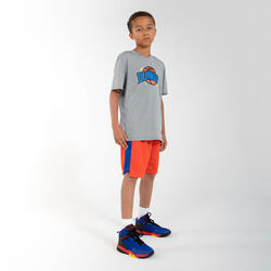 男孩/女孩篮球运动T恤TS500 Fast - 浅灰色Dunker