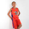 男孩/女孩篮球运动无袖T恤T500 - 红色/蓝色