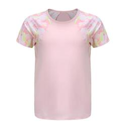 女童青少年体能透气 T 恤 S500 - 粉色印花