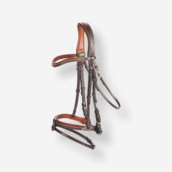 小马皮革缰绳 580带法式鼻革 - 棕色正面压线