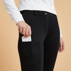 女士入门款透气舒适棉质马裤 - 100系列黑色