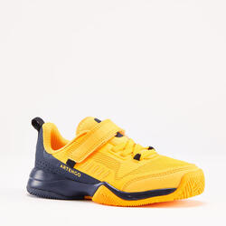 青少年网球鞋TS500 FAST魔术贴款-荧光黄