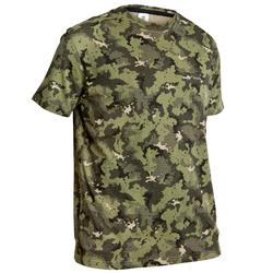 荒野探险纯棉短袖T恤-绿色岛纹迷彩